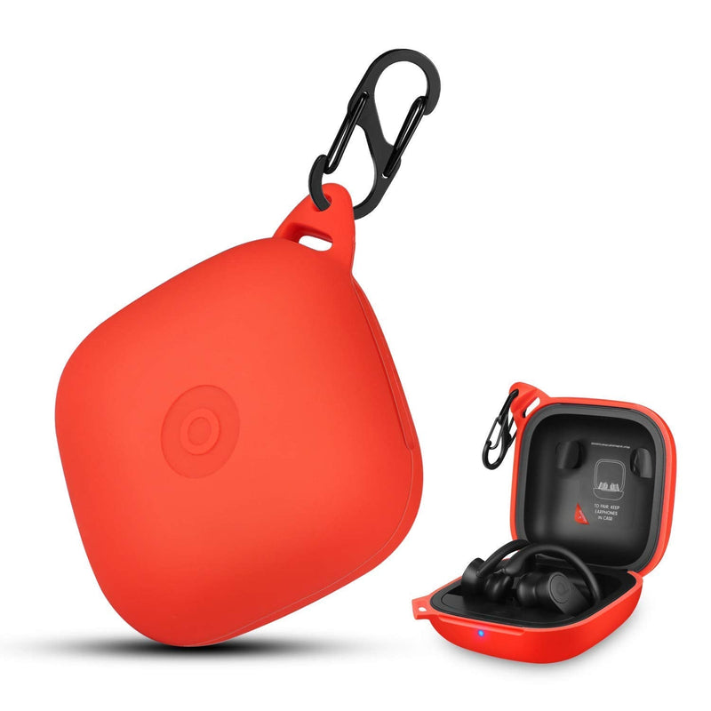  [AUSTRALIA] - HIETON for Powerbeats Pro Case, Anti-Break Anti-Lost & Shockproof Unique Dual Hole Portable Silicone Protective Case Cover with Carabiner for 2019 Newest Power Beats Pro(Red) Red