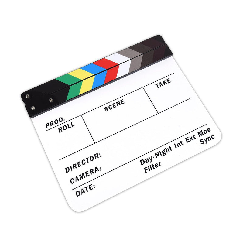  [AUSTRALIA] - AFAITH® Professional Studio Camera Photography Film Director's Clapper Board Film Slate Video Acrylic Dry Erase Director Film Clapboard Clapperboard (9.85x11.8 inch) with Color Sticks SA009 Colorful