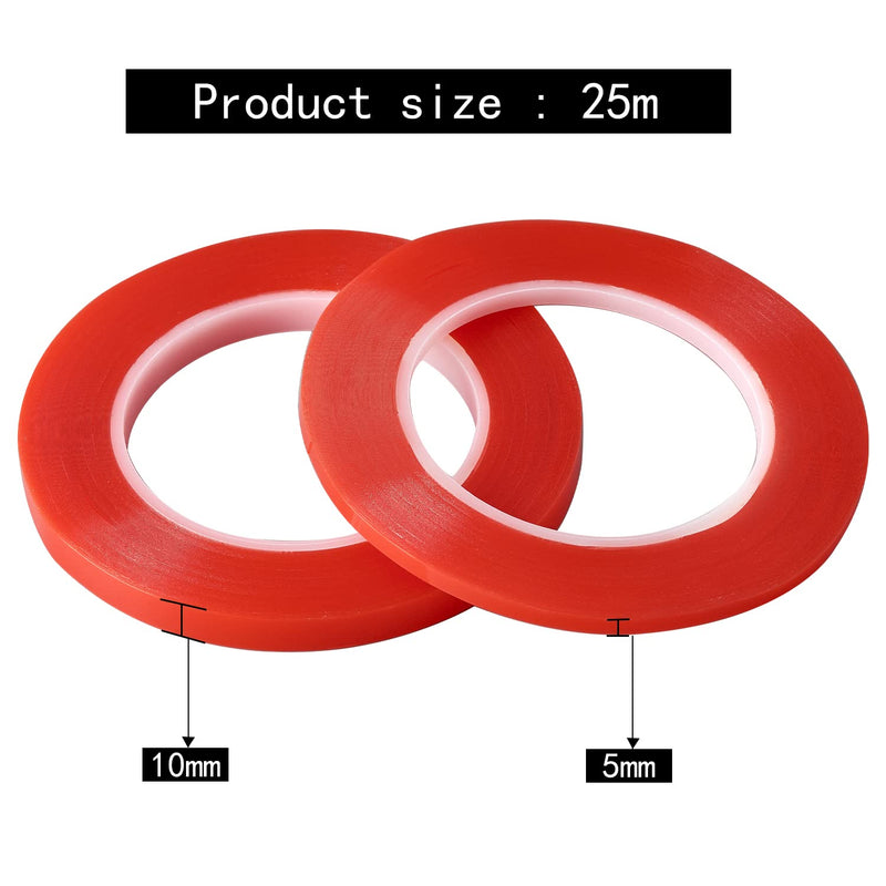  [AUSTRALIA] - 2 Rolls (5mm/10mm x 25m) Double Sided Phone Repair Adhesive Tape, Heat Resistant High Adhesion Transparent Acrylic Tape, LCD Screen Repair Sticker for Cell Phone Touch Screen Repair, Laptops, Camera 2 Rolls (5mm/10mm)