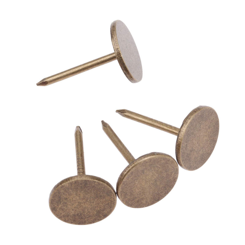  [AUSTRALIA] - dophee 100Pcs Iron 0.43"x0.67" Vintage Style Flat Upholstery Nails Studs Tacks Pins for Furniture Sofa Door Decoration Style 2