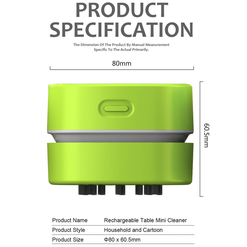  [AUSTRALIA] - ODISTAR Desktop Vacuum cleaner,Mini table dust sweeper Energy Saving with auto power-off function,High endurance up to 400 mins,Cordless&360º Rotatable Design for Keyboard/Home/Office (Green charging) Green Charging