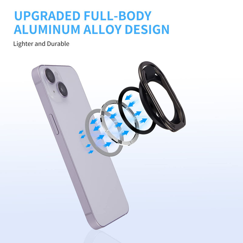  [AUSTRALIA] - Magnetic Phone Ring Holder Stand for MagSafe 360°Rotation Finger Grip Kickstand Adjustable Finger Phone Ring Stand Mag Safe Accessories for iPhone 14/13/12 Series Removable for Wireless Charging Black