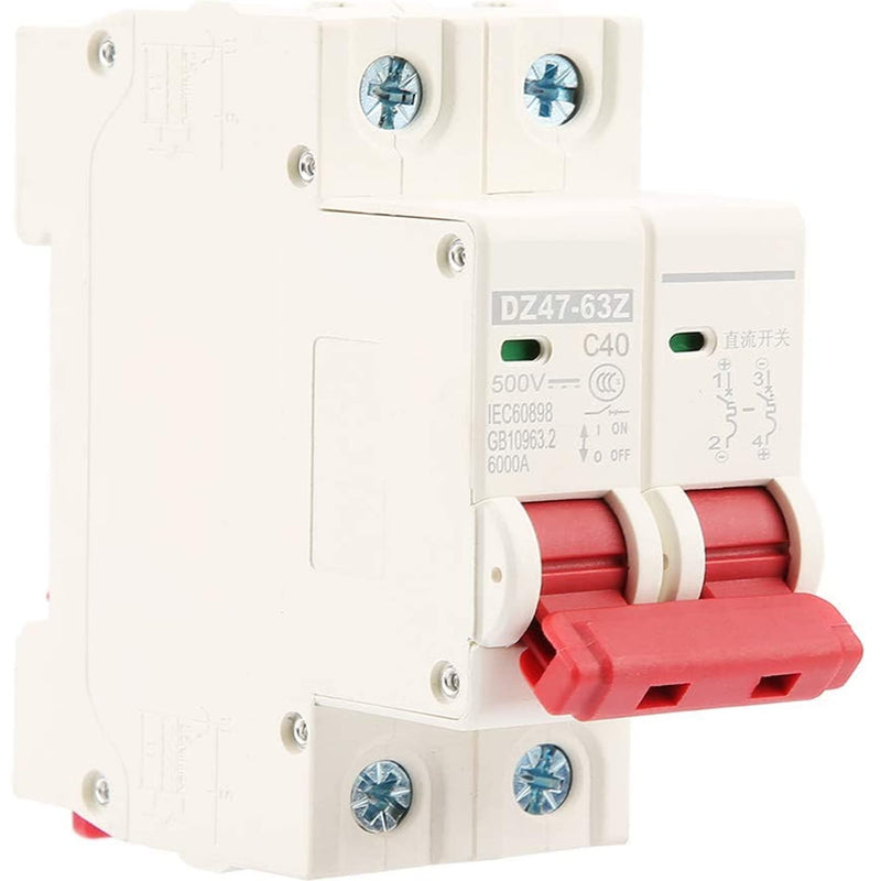  [AUSTRALIA] - DC circuit breaker, DC circuit breaker DZ47-63Z-2P 500V 40A for photovoltaic systems, thermal-magnetic tripping, 35 mm DIN rail mounting, PV circuit breaker, solar system circuit breaker 2P 500V