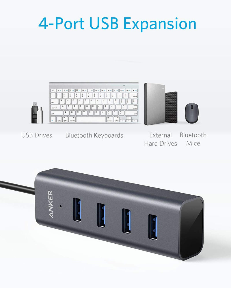  [AUSTRALIA] - Anker USB C Hub, Aluminum USB C Adapter with 4 USB 3.0 Ports, for MacBook Pro 2018/2017, ChromeBook, XPS, Galaxy S9/S8, and More