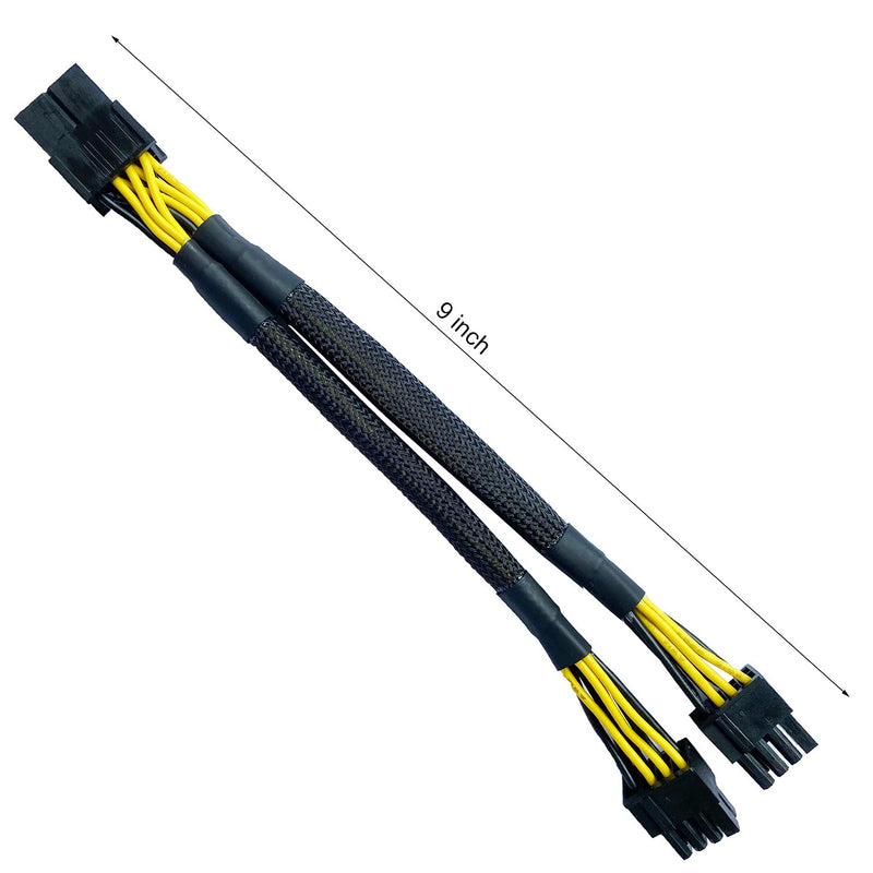  [AUSTRALIA] - Amangny GPU VGA PCI-e 8 Pin Female to Dual 8(6+2) Pin Male PCI Express Adapter Braided Sleeved Splitter Power Cable 9 inch (6 Pack) 6 Pack