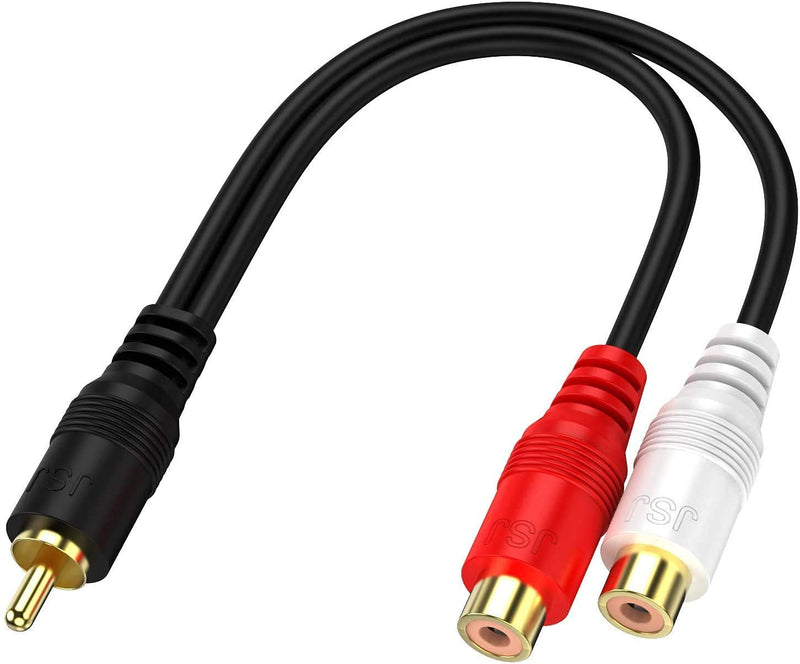 Subwoofer Cable Splitter, RCA 1 Male to 2 Female Audio Speaker Y Adapter Splitter Cable with OFC Conductor Dual Shielding Gold Plated Metal Shell Flexible PVC Jacket - 2 Pack/8 Inches - LeoForward Australia