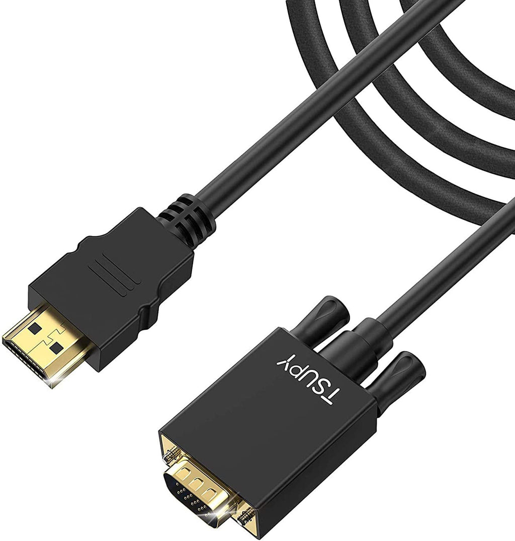  [AUSTRALIA] - HDMI to VGA 6ft Cable, TSUPY HDMI and VGA Display 1.8M Cord Gold-Plated Adapters HDMI Male to Male VGA Vivid Video Converter for Computer,PC, Monitor, Projector, HDTV,etc.