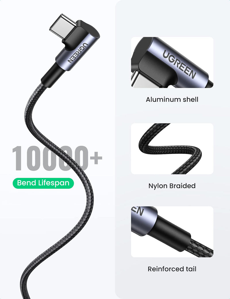 UGREEN USB C Cable Right Angle 90 Degree USB A to Type C Fast Charger Compatible with Samsung Galaxy S20 S10 S9 S8 Plus Note 9 8 LG G8 G7 V40 V20 V30 G6 G5 Nintendo Switch GoPro Hero 7 6 5 3FT - LeoForward Australia