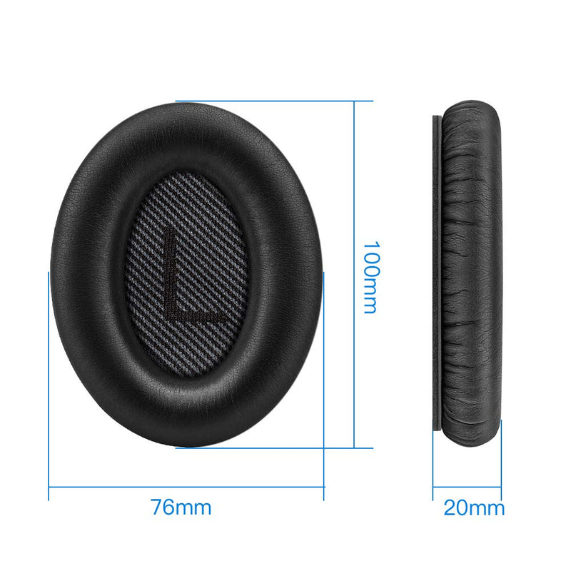  [AUSTRALIA] - Bose Quiet Comfort 35 Replacement Ear Cushions Kit by Link Dream Soft Protein Leather Replacement Ear Pad for Bose QC 35/25 / 15 QC2 / Ae2 / Ae2i / Ae2W / Sound Link/Sound True (Black) Black