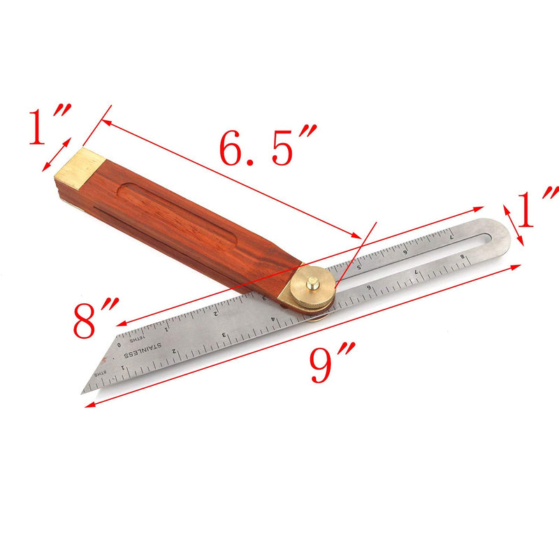  [AUSTRALIA] - MY MIRONEY 9" T-Bevel Sliding Angle Ruler Protractor Multi Angle Adjustable Gauge Measurement Tool Hardwood Handle with Metric & Imperial Marks