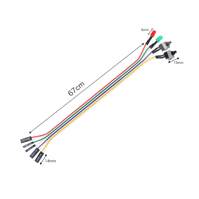  [AUSTRALIA] - YACSEJAO PC Reset Switch Cable, ATX Power on Off Reset Switch Cable, 65CM PC Power Reset Switch HDD LED Cable Light Wire Kit Assembly for Computer(2Pcs)