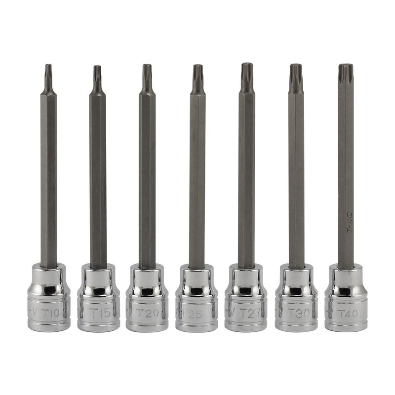  [AUSTRALIA] - Neiko 10080A 3/8-Inch Drive Extra Long Torx Star Bit Socket Set, 7 Piece | T10-T40 Standard