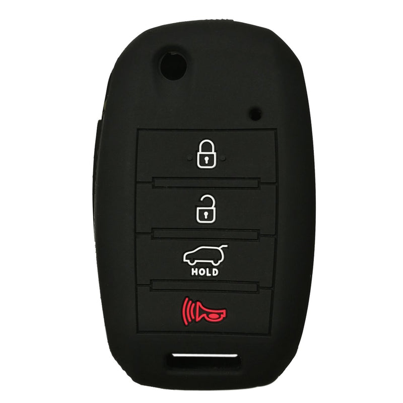 Coolbestda Rubber 4buttons Flip Key Fob Remote Cover Case Protector Holder Keyless Entry for Kia Sorento Sportage Rio Soul Forte Optima Carens Black （Not Fit Smart Key Fob） - LeoForward Australia