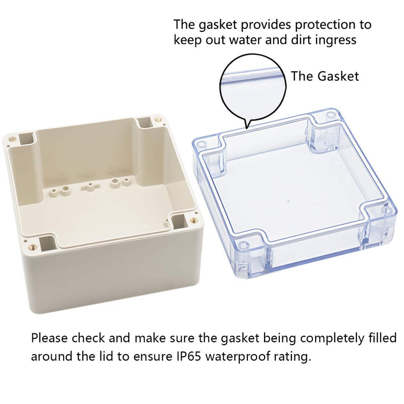  [AUSTRALIA] - Zulkit Junction Box ABS Plastic Dustproof Waterproof IP65 Universal Electrical Boxes Project Enclosure Grey with Clear Cover 4.7 x 4.7 x 3.5 inch (120 x 120 x 90mm) 4.7"x4.7"x3.5"