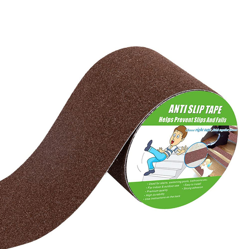  [AUSTRALIA] - Anti Slip Tape, High Traction,Strong Grip Abrasive, Not Easy Leaving Adhesive Residue, Indoor & Outdoor (4" Width x 190" Long, Brown) 4" Width x 190" Long