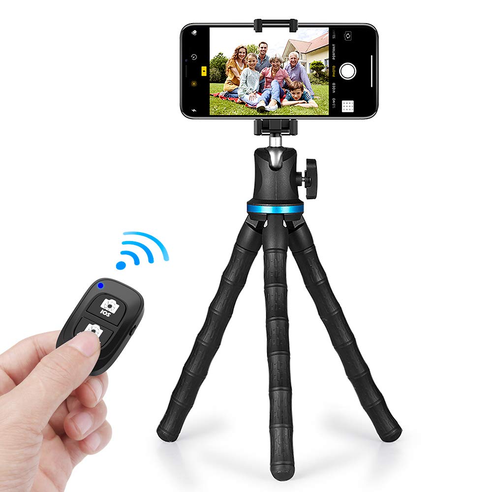  [AUSTRALIA] - Phone Tripod, UBeesize 12 Inch Flexible Cell Phone Tripod Stand Holder with Wireless Remote Shutter & Universal Phone Mount, Compatible with Smartphone/DSLR/GoPro Camera