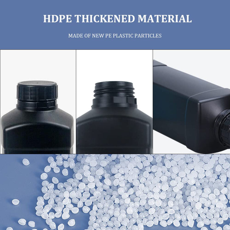  [AUSTRALIA] - 3x1L HDPE Darkroom Chemical Storage Bottles Square Liquid Container Bottle Anti Oxidation Storage Film Photo Developing Processing Equipment with Label,Black