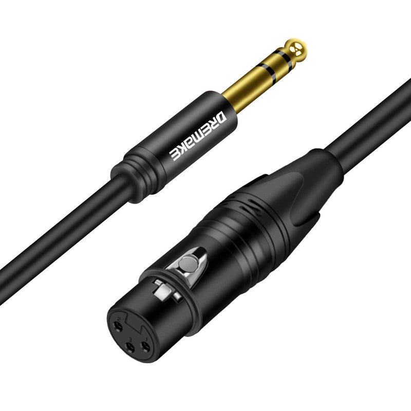  [AUSTRALIA] - DREMAKE TRS 1/4 Inch 6.35mm/6.5mm to XLR Female Balanced Interconnect Audio Cable, 3Pin XLR to Quarter Inch Mic Cable for Microphone, Mixer, Guitar, AMP, Speakers - Black/6FT 6FT/1.8M