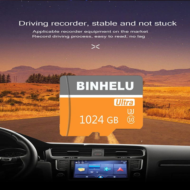  [AUSTRALIA] - Memory Card 1TB TF Card 1024GB Storage Card with Adapter Class 10 High Speed Micro Card for Android Phones/PC/Computer/Camera Orange