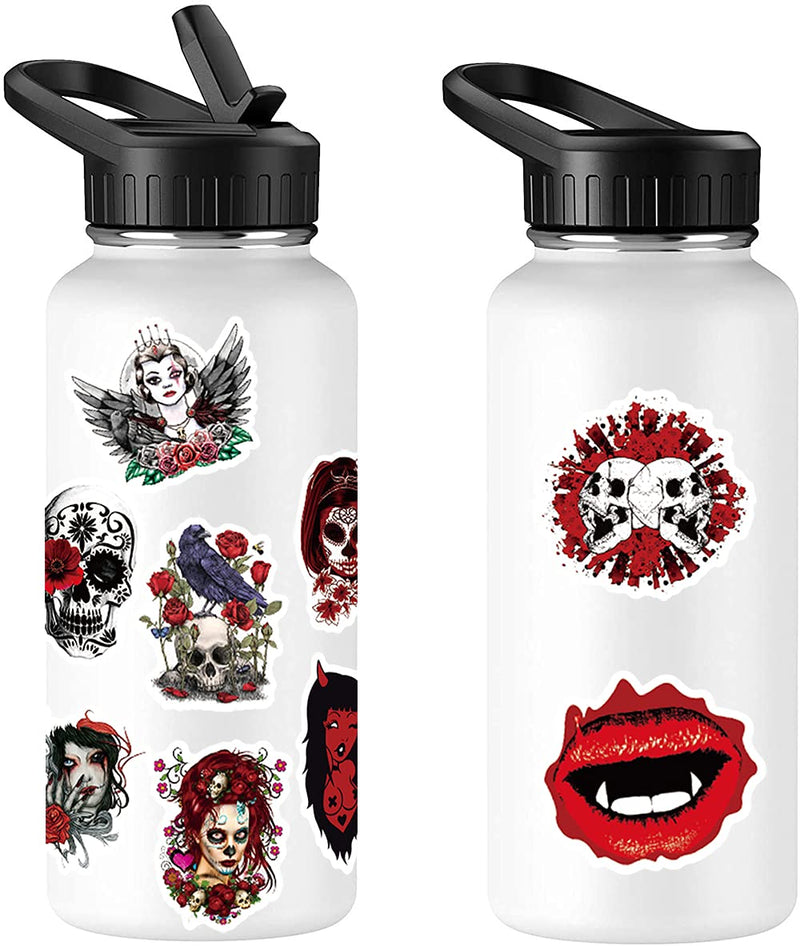50pcs Gothic Stickers Pack, Cool Horror Stickers for Teens Adults, Waterproof Punk Stickers Decals for Water Bottle Hydroflask Laptop Guitar, Dark Red Skull Stickers - LeoForward Australia