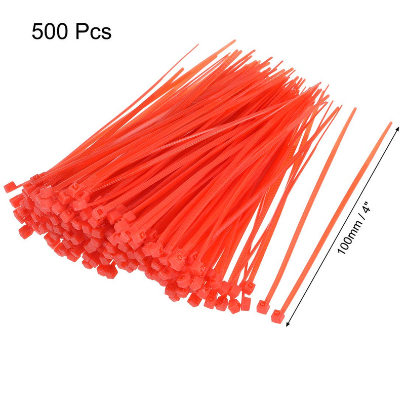  [AUSTRALIA] - uxcell Nylon Cable Ties 4 Inch Self-Locking Zip Ties 0.07 Inch Width Red 500pcs