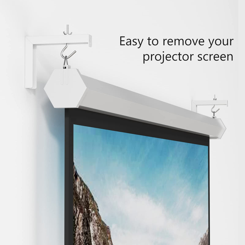  [AUSTRALIA] - WALI Universal Projector Screen Ceiling Mount, Wall Hanging Mount L-Brackets, 6 inch Adjustable Extension with Hook Kit, Perfect Projector Screen Placement Hold up to 66 lbs (PSM001-W), White White - 6 Inch