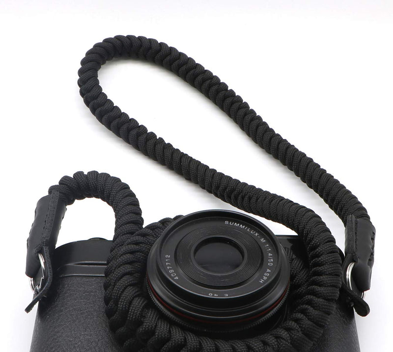  [AUSTRALIA] - HITHUT Paracord Woven Camera Neck Shoulder Strap Belt Hand Made For Canon Nikon Sony Olympus Pentax Fujifilm Panasonic SLR DSLR Digital Mirrorless Cameras 42 inch Black 105cm/42inch