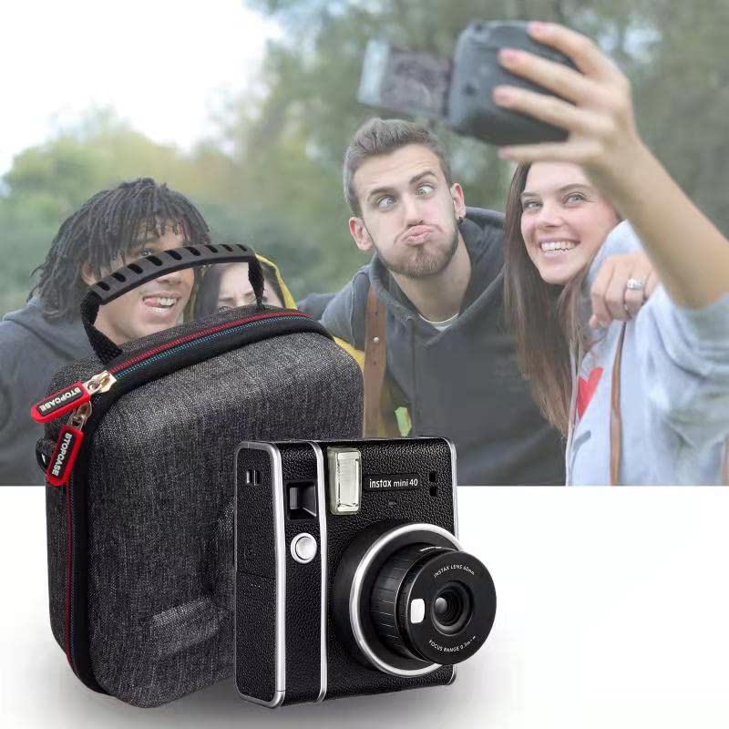  [AUSTRALIA] - BTOPCASE Hard Shell Carrying Storage Case for Fujifilm Instax Mini 40 Instant Camera (Dark Grey-Grey Villus Interior with Shoulder Strap) Dark Grey-Grey villus interior with shoulder strap