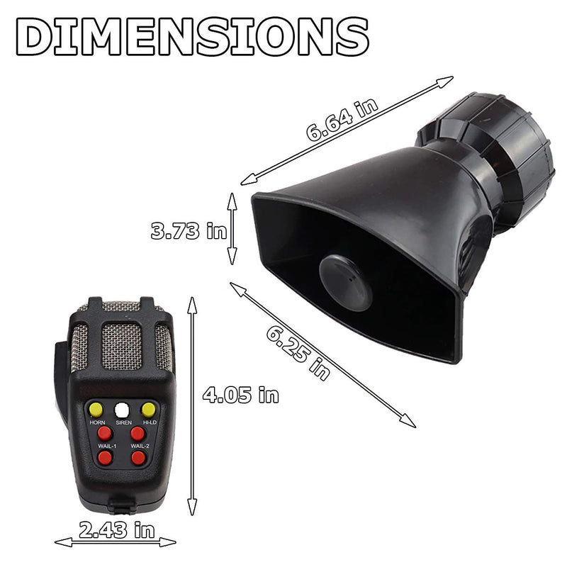  [AUSTRALIA] - VaygWay Premium Quality 5 Tone Sound Car Siren Vehicle Horn with Mic PA Speaker System Emergency Sound Amplifier - 60W Electric Ambulance/Horn Hooter