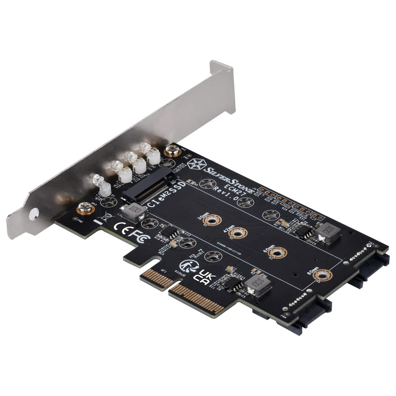 [AUSTRALIA] - SilverStone Technology ECM27 Triple Slot (1 x NVMe & 2 x SATA) M.2 SSD to PCIe x4 Adapter Card, SST-ECM27