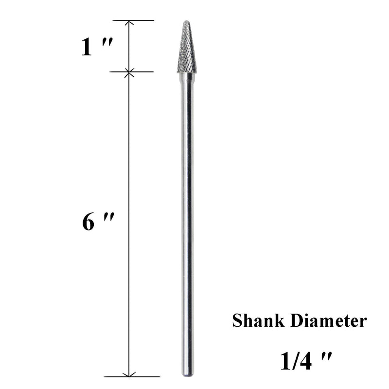 SL-3L6 Tungsten Carbide Burr Rotary File Taper Shape with Radius End Double Cut with 1/4"Shank for Die Grinder Drill Bit - LeoForward Australia