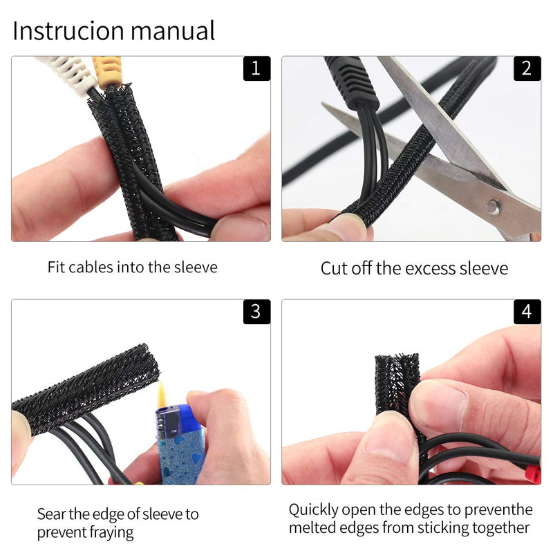  [AUSTRALIA] - Cable Management Sleeve, Protect Cat from Chewing Cords Cord Protector Wire Loom Tubing Cable Sleeve Split Sleeving for TV/Computer/Home Entertainment Audio Video Cable USB Charger Cable 1/2"-30FT
