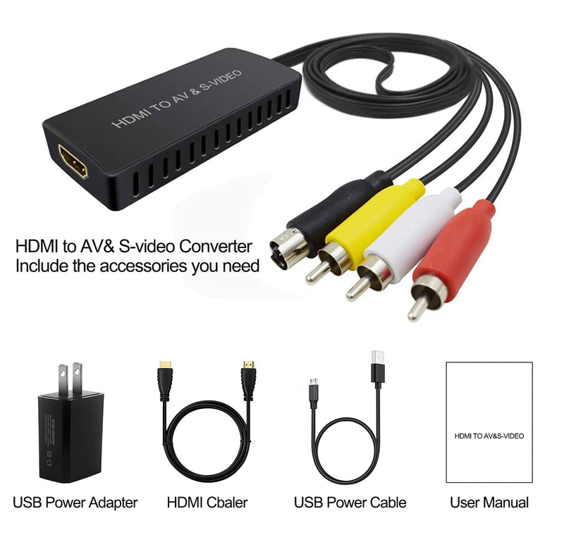  [AUSTRALIA] - Dingsun HDMI to SVideo Converter HDMI to Audio Video Converter HDMI to RCA Adapter with Svideo Cable Support 720P/1080p for PC Laptop Xbox PS3 TV STB VHS VCR Blue-Ray DVD