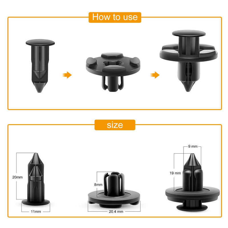  [AUSTRALIA] - GOOACC GRC-09 40 Pcs Clips Nylon Bumper Fastener Rivet OEM Replacement 01553-09321 Fender Liner and Radiator 8mm