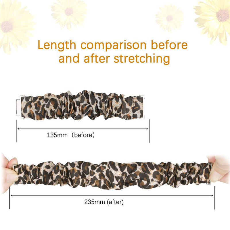  [AUSTRALIA] - 200Pcs Compatible for Movado 2.0 Smartwatch Band, Blueshaw Fabric Elastic Scrunchie Elastic Watch Band Women Cute Replacement Straps for Movado Connect 2.0 Smartwatch 40mm / 42mm (Leopard Print, 42mm case)
