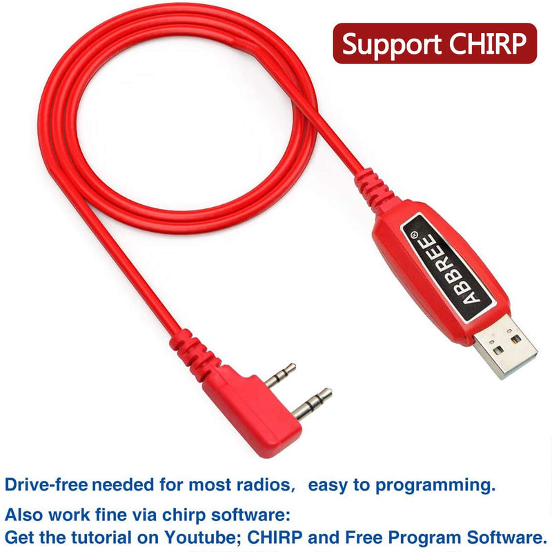 ABBREE&Baofeng USB Programming Cable PL2303 Support Chirp for ham Portable Two Way Radios GMRS Radios: UV-5R,BF-F8HP, BF-888S,UV82HP,GT-3,UV-9S,BF-R3 GM-30 GM-N1 (Red) Red - LeoForward Australia