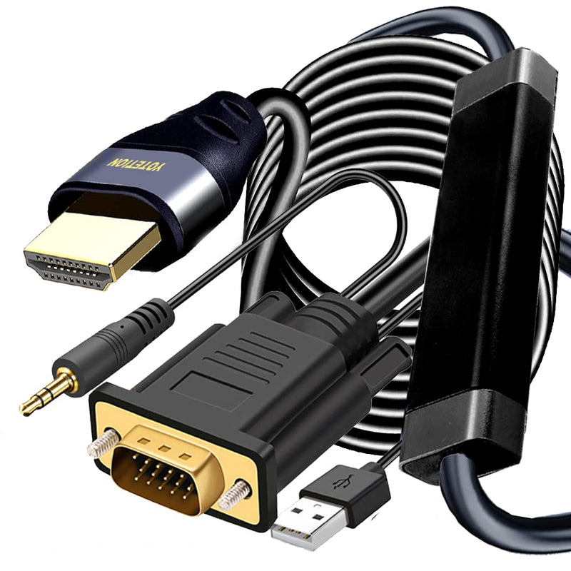  [AUSTRALIA] - HDMI to VGA Adapter 30FT,with Audio HDMI to VGA Converter HDMI Cable to VGA with Audio, Active Male HDMI-VGA Out Lead Video Adattatore Cord for Computer,Laptop,Projector