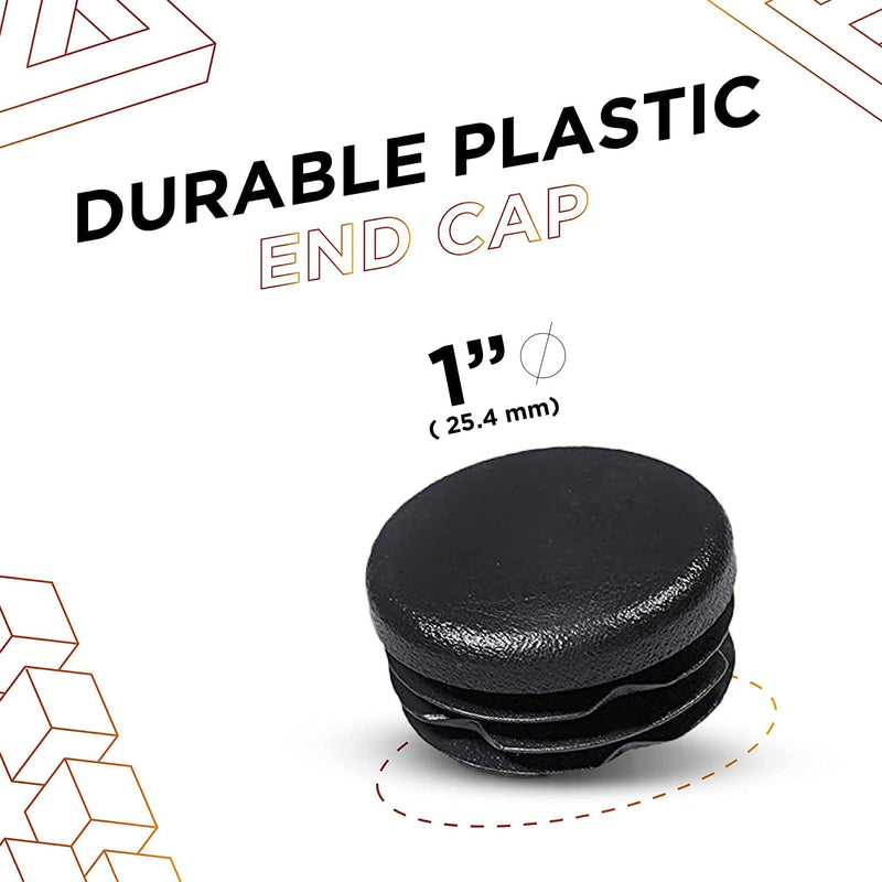  [AUSTRALIA] - Prescott Plastics 1" Inch (25.4 mm) Round Plastic Hole Plugs, Inserts, Black End Caps for Metal Tubing, Hardware Plugs, Fences, Glide Protection from Chair Legs and Furniture - Pack of 10