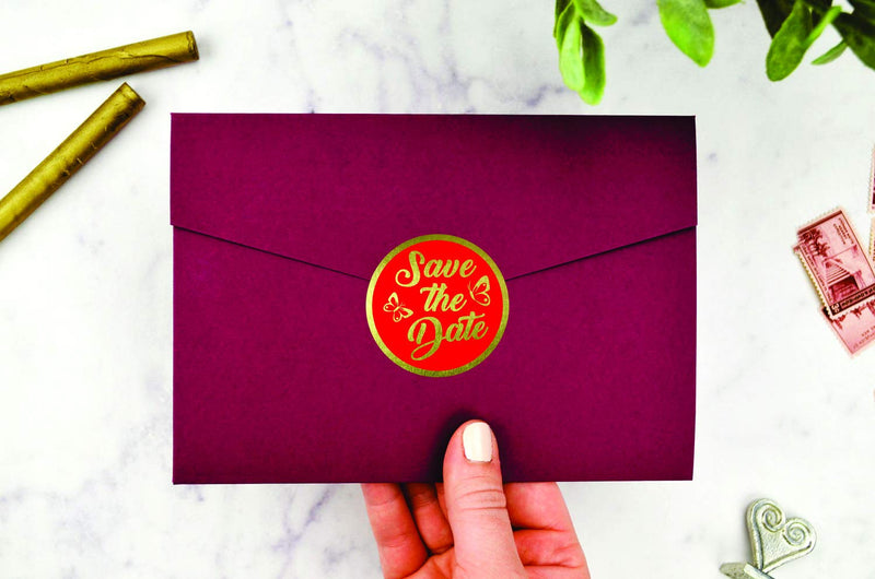 Save The Date Stickers - (Pack of 120) 2" Large Round Gold Foil Stamping Labels for Cards Gift Envelope Seals Boxes Save the Date - Gold Foil - LeoForward Australia