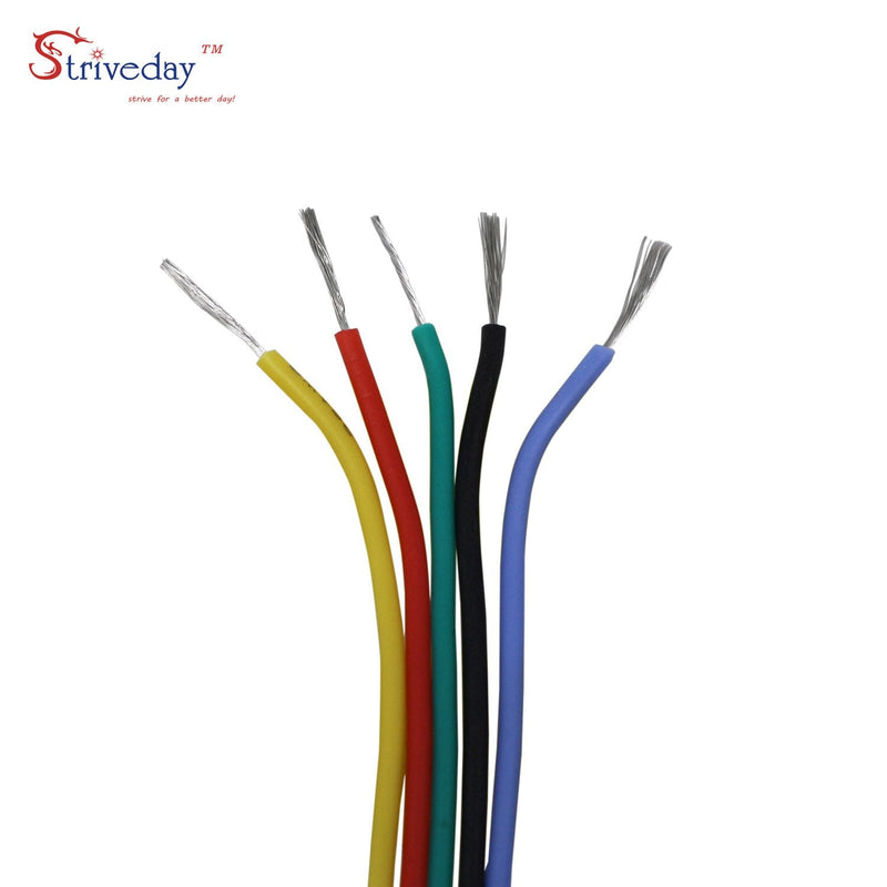  [AUSTRALIA] - Striveday™ 30 AWG Flexible Silicone Wire Electric Wire 30 Gauge Coper Hook Up Wire 300V Cables Electronic Stranded Wire Cable Electrics DIY Box-1 30AWG Silicone wire Box1=Red+Blue+Green+Yellow+Black