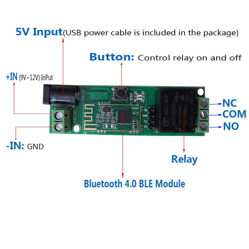 DSD TECH 12V Bluetooth Relay Module for Remote Control Switch Compatible with iPhone and Android 4.3 - LeoForward Australia