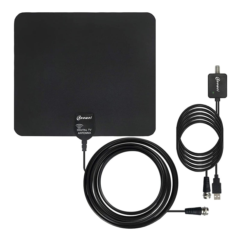  [AUSTRALIA] - Chaowei Indoor Amplified Digital HDTV Antenna with External Signal Amplified Booster-Leaf TV Antenna 120 Miles Range-16.5feet Long Coaxial Cable