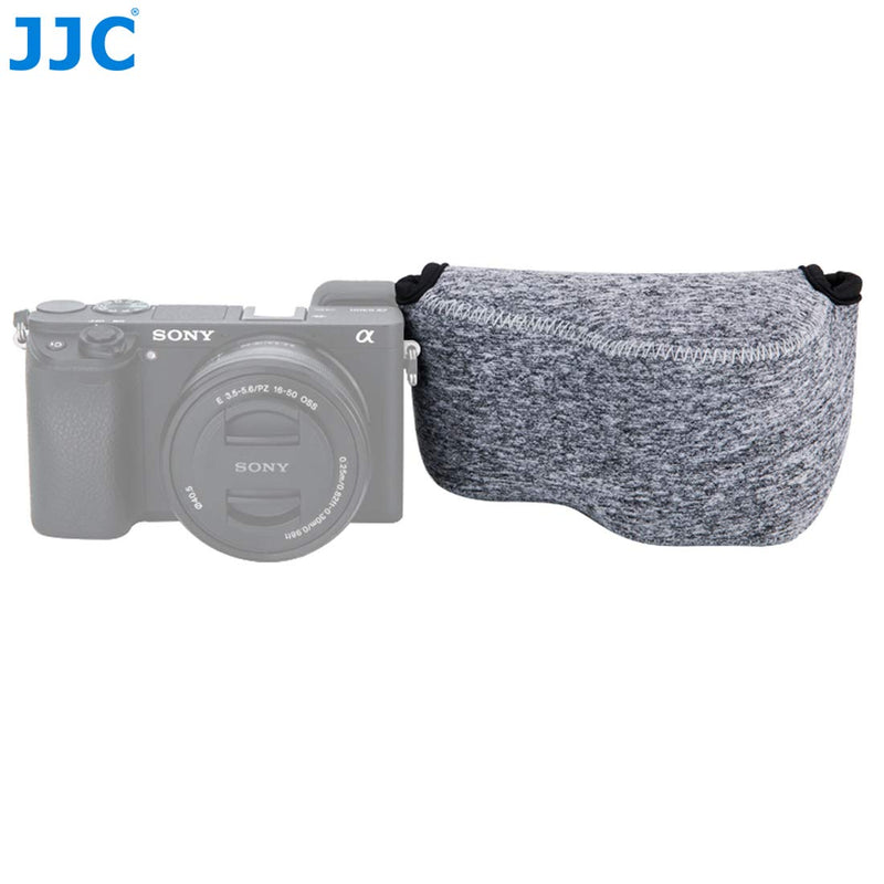  [AUSTRALIA] - JJC Grey Water Resistant Ultra Light Neoprene Camera Case, Pouch Bag, Compatible with Sony a6600 a6500 a6400 a6300 a6100 a6000 a5100 +16-50mm Lens Pancake Lense & Panasonic LX100 LX100 II Sigma FP