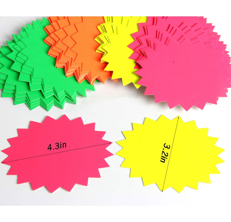  [AUSTRALIA] - SBYURE Starburst Signs,80 Pack Fluorescent Neon Signs Star Burst Paper Signs,3.2 x 4.3 Inches 4 Bright Colors Display Tags