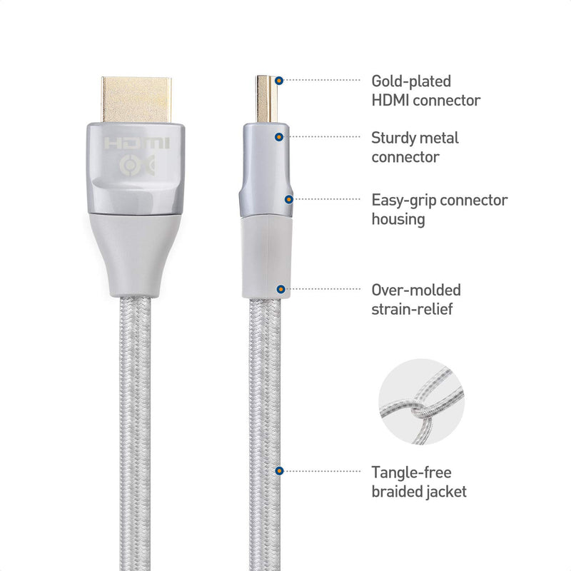 Cable Matters Premium Braided 48Gbps Ultra HD 8K HDMI Cable with HDR for PS5, Xbox Series X/S, RTX3080 / 3090, RX 6800/6900, Apple TV, and More - 2m, 6.6 Feet 6.6 ft - LeoForward Australia