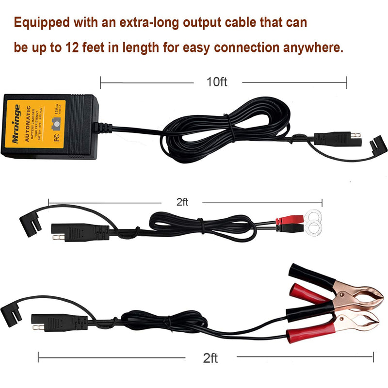  [AUSTRALIA] - Mroinge MBC010 Automotive Trickle Battery Charger Maintainer 12V 1A Smart Automatic Battery Chargers for Car Motorcycle Boat Lawn Mower Sla Atv Wet Agm Gel Cell Lead Acid Batteries