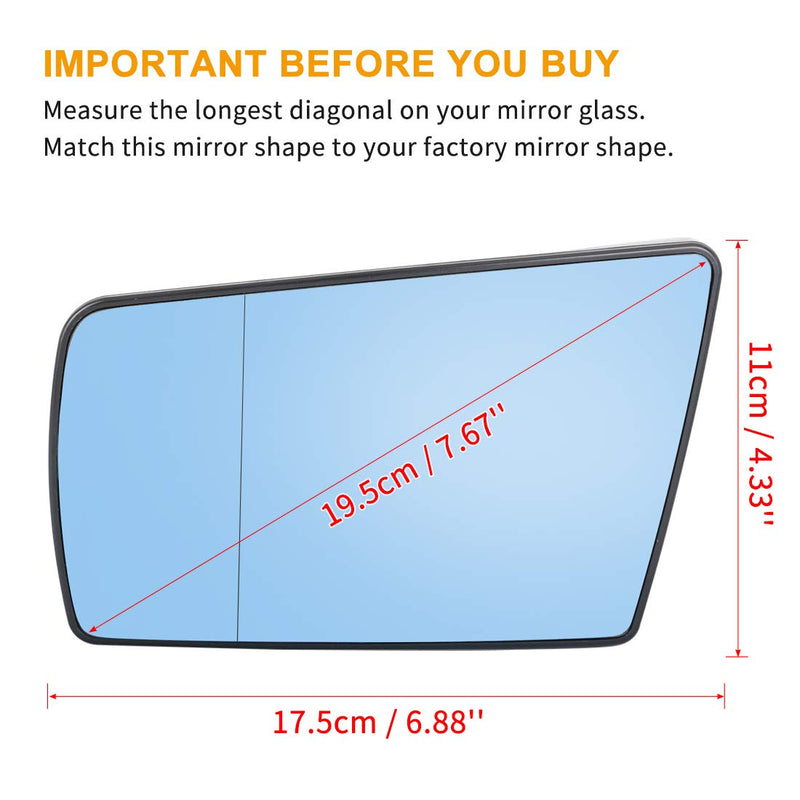 X AUTOHAUX Mirror Glass Heated with Backing Plate Driver Side Left Side Rear View Mirror Glass for Mercedes-Benz E320 S600 - LeoForward Australia