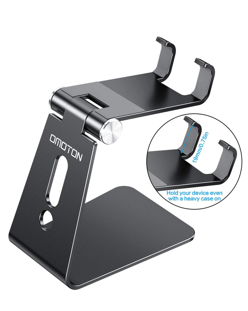  [AUSTRALIA] - Adjustable Cell Phone Stand, OMOTON C2 Aluminum Desktop Phone Holder Dock Compatible with iPhone 11 Pro Max Xs XR 8 Plus 7 6, Samsung Galaxy, Google Pixel, Android Phones, Black