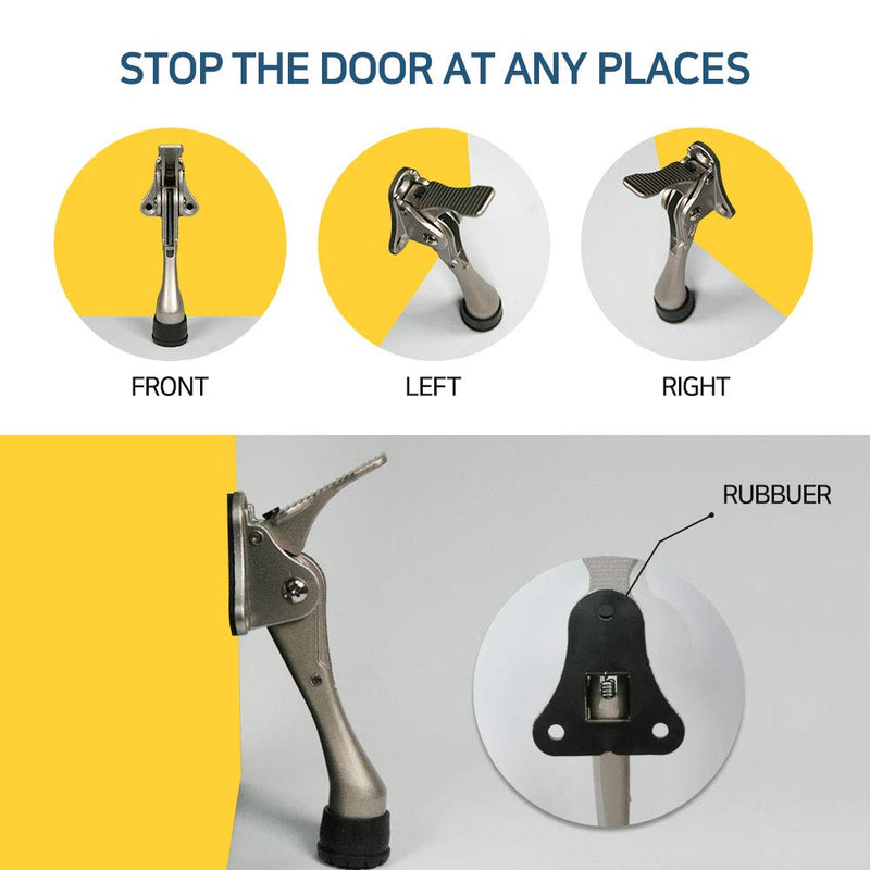  [AUSTRALIA] - Kickdown Door Stoppers, 4inch Flip Down Door Stops, Satin Nickel Door Holder 1/2/4 Pack, Door Stopper for Bottom of Door, Door Kickstand by HASHI [1 Pack] 4 inch x 1pack