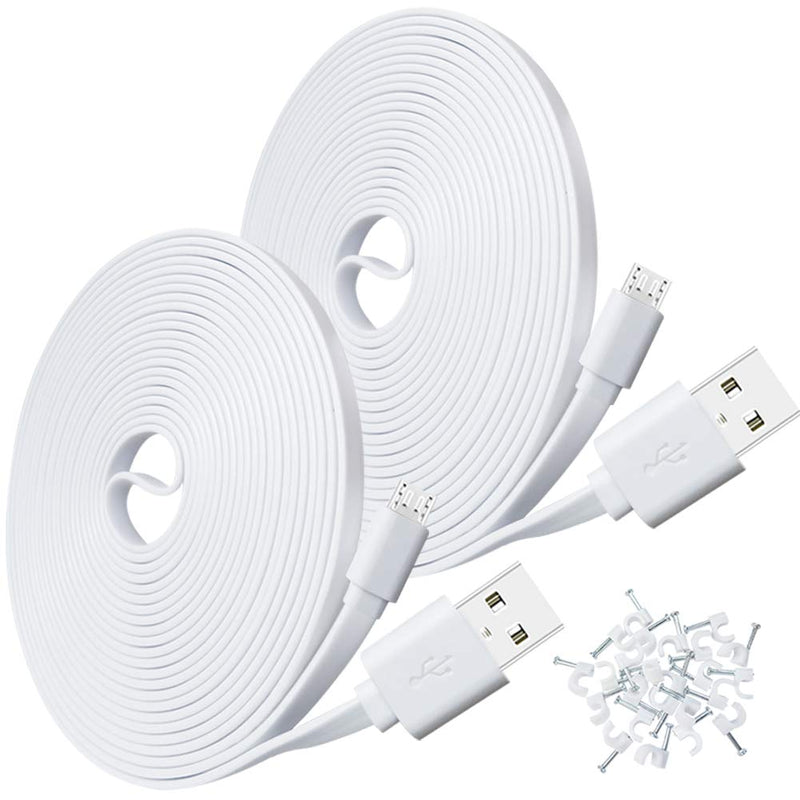 [AUSTRALIA] - 2-Pack 10FT USB Power Extension Cable for Wyze Cam,WyzeCam Pan,YI Home Camera,Nest-Cam Indoor,Oculus Go,Netvue,KasaCam,Furbo Dog,Blink,Flat USB to Micro USB Charging Charger Cord for Wyze-Cam v3 v2